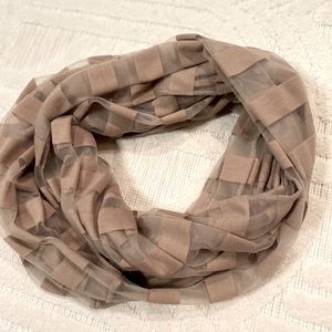Tan Striped Infinity Scarf